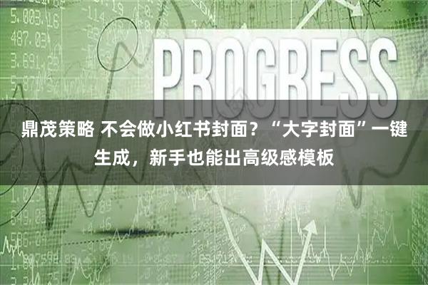鼎茂策略 不会做小红书封面？“大字封面”一键生成，新手也能出高级感模板