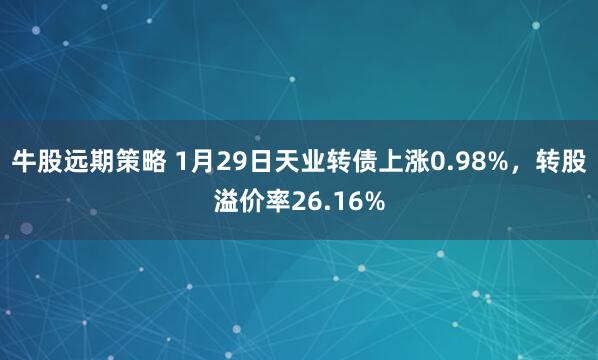 牛股远期策略 1月29日天业转债上涨0.98%，转股溢价率26.16%
